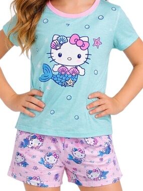 Hello Kitty Girls Mermaid Summer Pajama Set Large 10-12